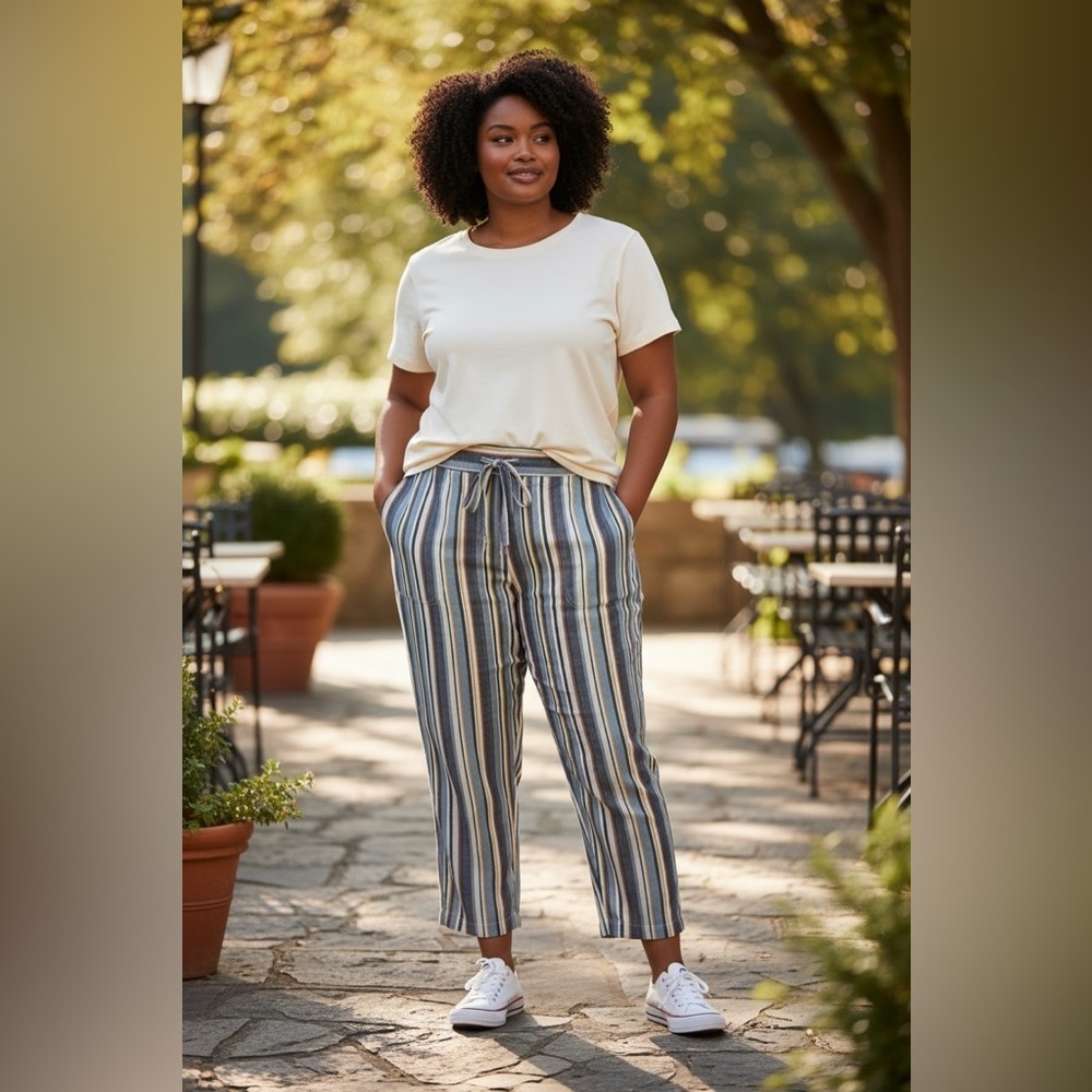 Chic Striped Women's Pants. Size XL. - Picture 1 of 6